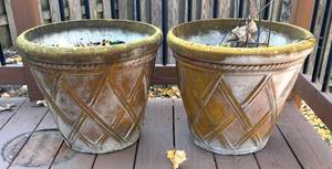 lot 154R image: BY - Pair of Foam Planters with Geometric Design