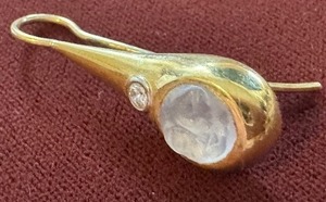 lot 13J image: 18k Gold Carved Moonstone and Diamond Single Earring