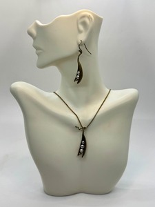 lot 23J image: Bronze Peapod Pendant Necklace with Pearls and One Matching Earring