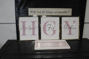 lot 34 image: Religious Wall Art Set with Inspirational Signs and Framed Prints