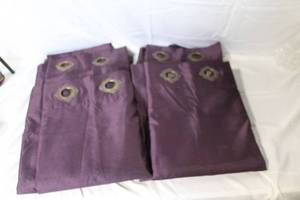 lot 43 image: Set of 4 Royal Velvet Purple Grommet Window Curtains 96 x 54
