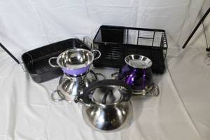 lot 66 image: Kitchen Collection with Dish Drainers, Colanders, and Stainless Steel Kettle