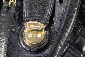 Brahmin Black Handbag, Red Chain Purse, and Black Wallet Set