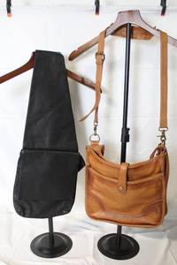 lot 92 image: Frye Tan Leather Shoulder Bag and Banana Republic Black Crossbody Bag