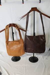 lot 94 image: Set of 2 Enzo Angiolini Leather Shoulder Bags Brown and Tan