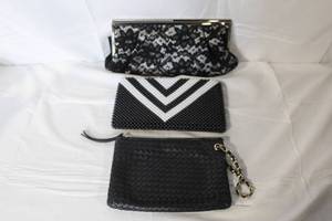 lot 96 image: Set of 3 Womens Evening Clutch Purses Black and White Assorted Styles