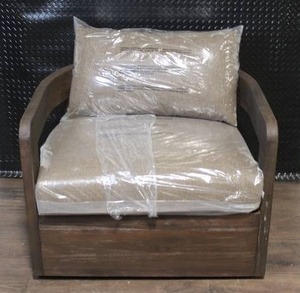 lot C-107 image: Modern Wood Frame Armchair with Cushions