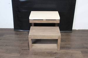 lot 108 image: Modern Two-Tier Wood and Stone Accent Table