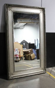 lot C-126 image: Large Ornate Silver Framed Wall Mirror 82x48 Inches