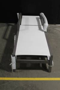 lot 129 image: Convertible Wood and Mesh Chaise Lounge with Armrests