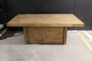 lot C-130 image: Rustic Wooden Dining Table with Thick Top and Block Base