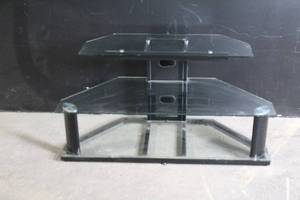lot 131 image: Glass Entertainment Stand with Black Metal Frame