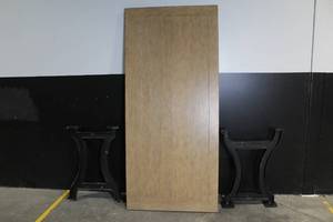 lot 141 image: Flatbrush Cast Gathering Table with Wood Top and Metal Bases