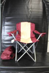 lot 160 image: Folding Camp Chair with Carrying Bag, Burgundy and Beige