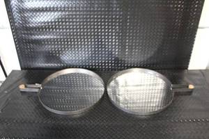 lot 164 image: Pair of Round Industrial Hanging Mirrors with Metal Frames