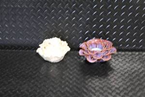 lot 170 image: Pair of Ceramic Flower Shaped Candle Holders