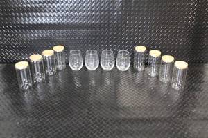 lot 190 image: Set of 12 Glass Storage Jars with Lids and Etched Tumblers