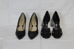 lot 205 image: Set of 2 Pairs Womens Black Heels Adrienne Vittadini 9.5M and BCBGMAXAZRIA 9B