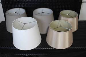 lot 210 image: Set of 5 Modern Tapered Lamp Shades in Neutral Colors