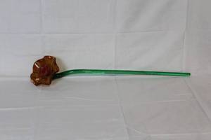 lot 212 image: Hand-Blown Glass Flower with Curved Green Stem, 27 Inches