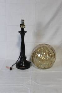lot 219 image: Table Lamp Base with Iridescent Glass Shade