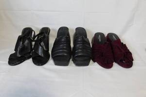 lot 224 image: Set of 3 Womens Designer Open-Toe Mules Lauren Ralph Lauren Circus by Sam Edelman Kenneth Cole