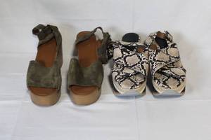 lot 228 image: 2 Pairs Womens Platform Sandals Franco Sarto and Enzo Angiolini