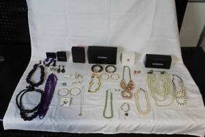 lot 230 image: Large Assorted Jewelry Lot Including Chanel, Necklaces, Bracelets, Earrings, and More