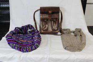 lot 232 image: Group of 3 Bags Including Leather Satchel and 2 Fabric Shoulder Bags