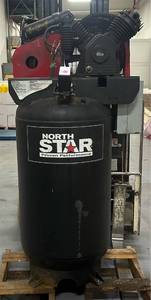lot 2 image: NorthStar Electric Air Compressor, 7.5 HP, 230 Volt, 1 Phase, 80-Gallon Vertical, 24.4 CFM  90 PSI (for parts or repair) TX157 MSRP $3000