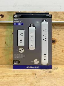 lot 38 image: 4 ft. Multiple Outlet and Wall Mounted Surge Protector Set (3-Pack)
