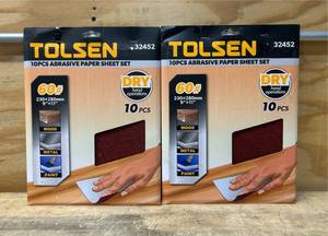 lot 118 image: TOLSEN 10PCS ABRASIVE PAPER SHEET SET lot of 2