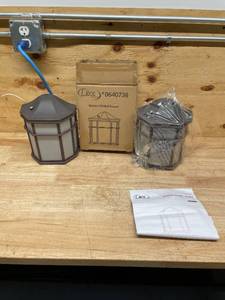 lot 144 image: Litex - Lot of 2 - 9.5-in H ODWLED-2CBZ Bronze LED Outdoor Wall Light