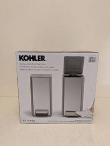 lot 34 image: NEW KOHLER 6L. STAINLESS STEEL STEP TRASH CAN SET