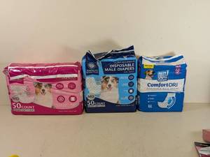 lot 148 image: (3) ASSORTED MALE DOG DIAPERSWRAPS