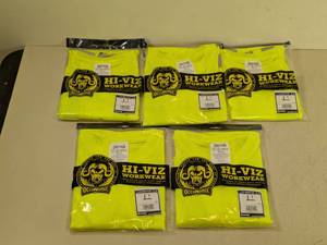 lot 161 image: (5) NEW MEDIUM HI-VIZ WORKWEAR SHIRTS (YELLOW)