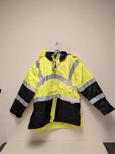 lot 170 image: NEW OCCUNOMIX HI-VIZ 2XL INSULATED PARKA HOODED JACKET YELLOW
