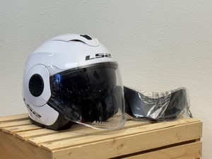 lot 21 image: Medium LS2 Verso Open Face Helmet in White with New Chin Shield