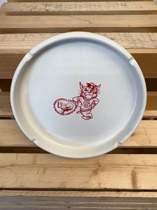 lot 49 image: 6.5 Ceramic NDSSS North Dakota State School of Science Ashtray with Original Wildcat, Pre-NDSCS Wahpeton