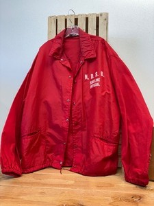 lot 55 image: Vintage 70s West Wind XL Red Snap Button NDSU Sideline Official Winbreaker