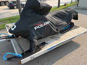 2022 Polaris INDY Adventure 850 Snowmobile with Only 1,709 Miles & Double Wide Snowmobile Trailer