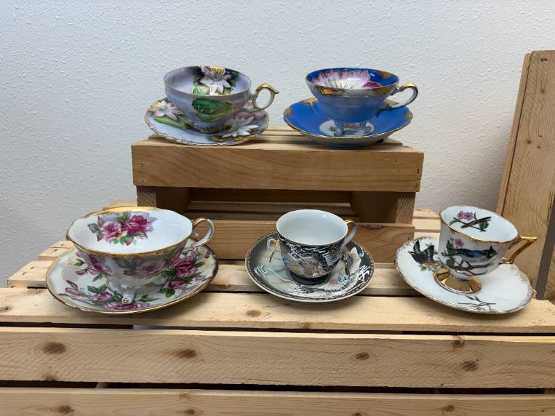 MYLISTほか　CD &Blu-rayセット 12pc Moriage Dragonware Tea cup & Saucer Black Gray Gold Emerson