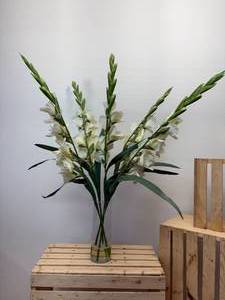 lot 1 image: 36 Tall Gladiolus Silk Flower Arrangement in 10 Clear Vase