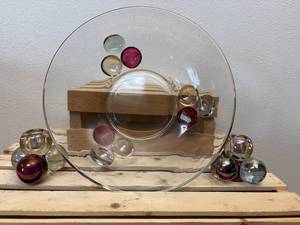 lot 25 image: Westmoreland Three Ball 11 Salad Bowl and Pair of Matching Candle Stick