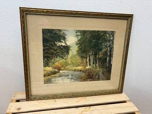 lot 41 image: Early 1900s 17 x 14 Gilded Frame Birch Borders Photo by Wallace Nutting