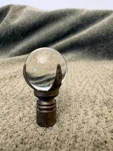 lot 71 image: Antique 1.75 T x 1 W Lead Crystal Ball in Claw Lamp Finial