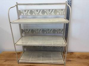 lot 73 image: Mid-Century Metal 3 Teir Collapsible Plant Stand, 2W x 30T x 9D
