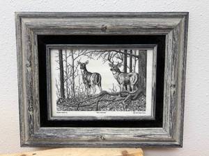 lot 92 image: 1992 Montana Marble Framed Etching The Clearing by Bernie Brown