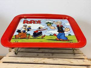lot 104 image: 1979 Popeye Tin TV Tray with Folding Legs