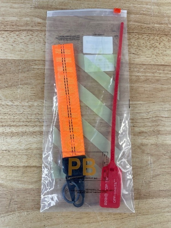 lot 21F image: Off-White Keychain Lanyard Strap, Neon Orange with Red Tag - Brand New